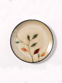 Colored Leaves Ceramic Starter Plate - Retro Scandinavian Design