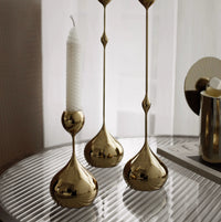 Golden Candlestick Set - Stainless Steel