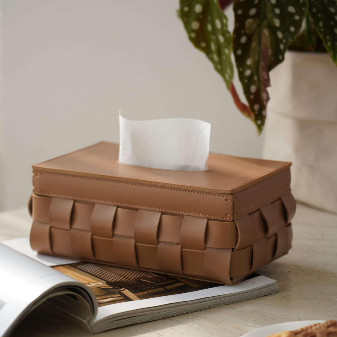 Woven Tissue Box - Handmade Leather