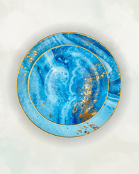 Galaxy Tide Hand-Painted Ceramic Plate - Oceanic Artistry