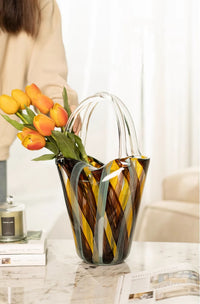 Glass Handbag Vase - Hand Blown Glass Vase