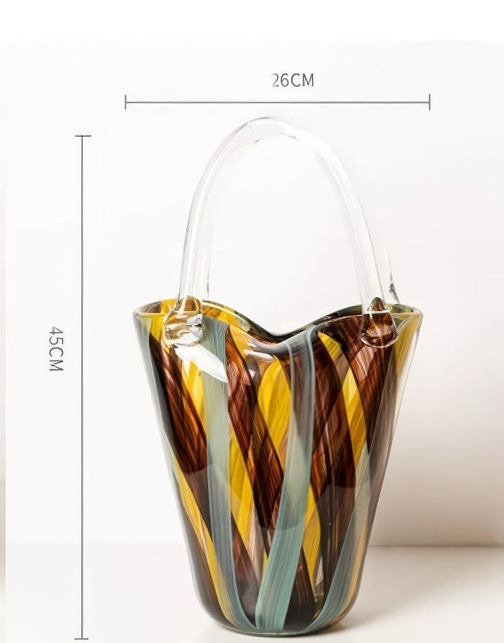 Handväska vas i glas - handblåst glasvas