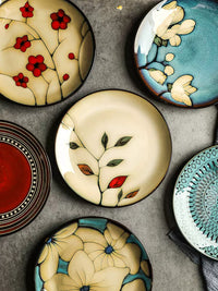 Colored Leaves Plate - Ceramic Starter Plate